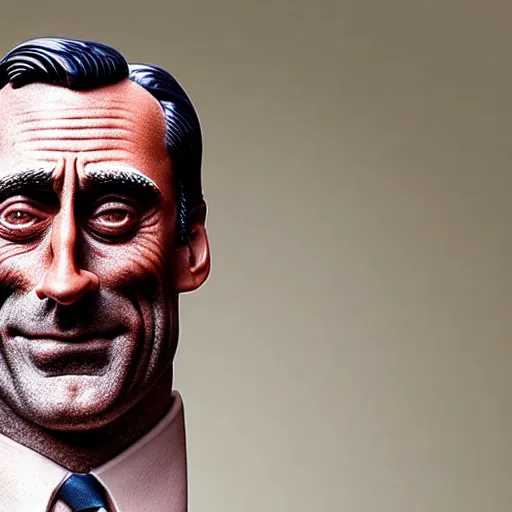 Image similar to uhd photorealistic statue of john hamm made entirely of spam. spasm john hamm. correct face.