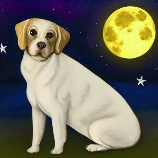 Prompt: dog under the moonlight