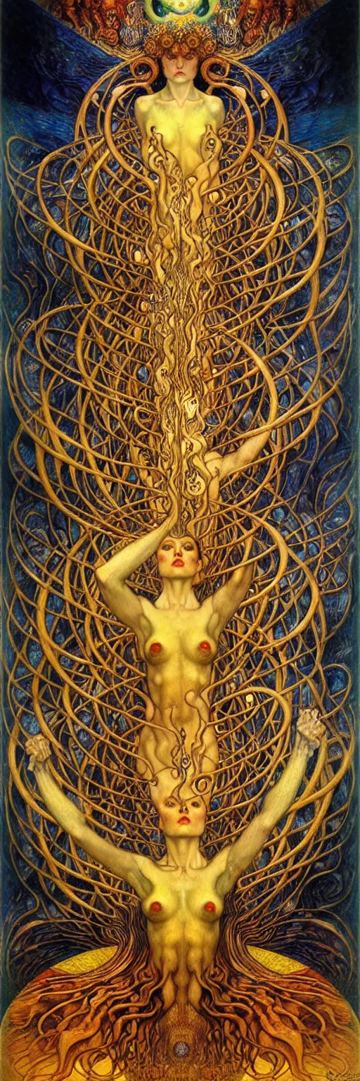 Image similar to Divine Chaos Engine by Karol Bak, Jean Delville, William Blake, Gustav Klimt, and Vincent Van Gogh, symbolist, visionary