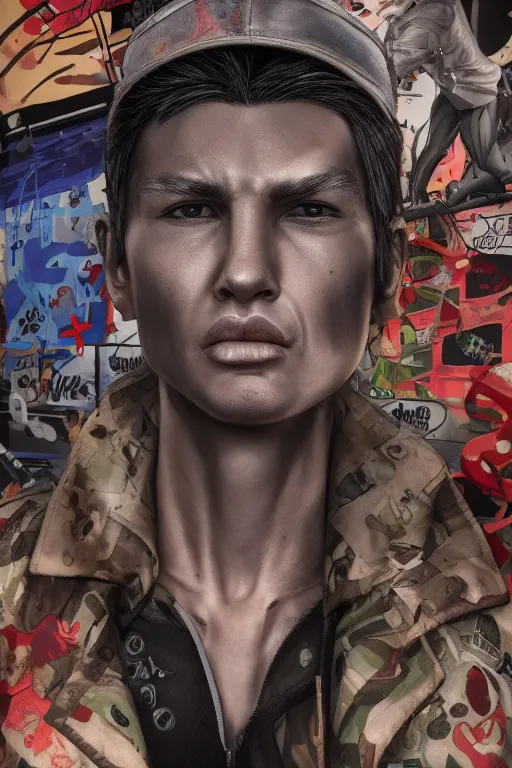 Prompt: place full of tunnel rats - pop art, hyperrealistic, detailed by artgerm and richard hamilton and mimmo rottela and bob rafei and kazuma kaneko and bengus and yoshitaka amano, face features, realistic detail human composition, best rendered by photoshop and octane