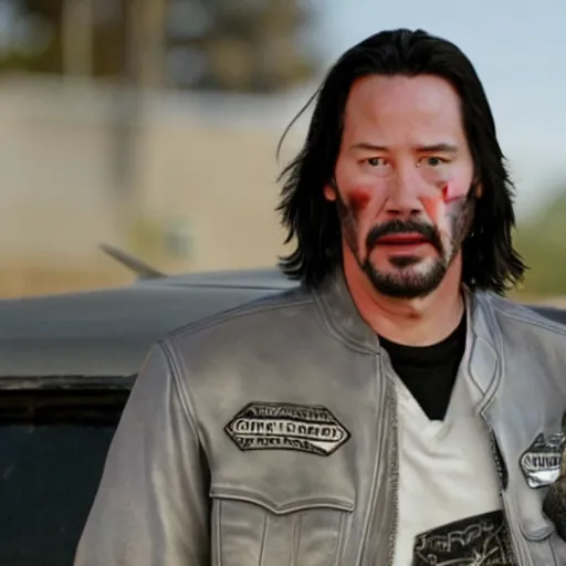 Image similar to Keanu Reeves in Sons of anarchy very detail4K quality super realistic