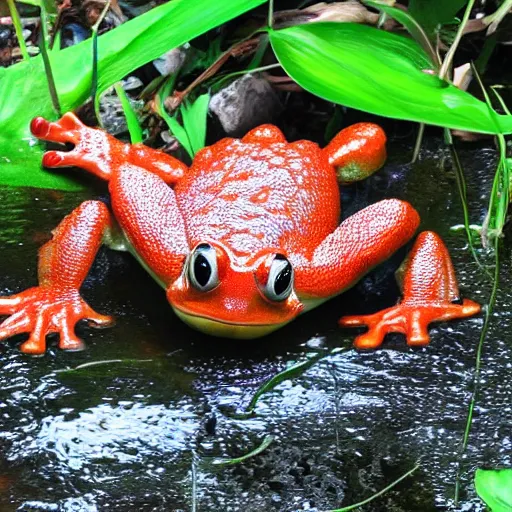 Image similar to a giant red frog