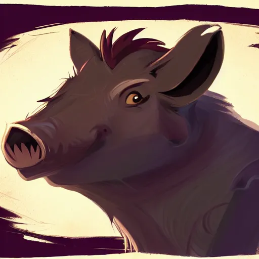 Image similar to portrait of serious wild boar, cartoon, mystical, rpg character, d & d, humblewood art style, concept art, fantasy