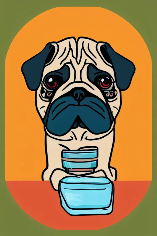 Image similar to Portrait of a drug dealer pug, sticker, andromorphic, colorful, illustration, highly detailed, simple, smooth and clean vector curves, no jagged lines, vector art, smooth