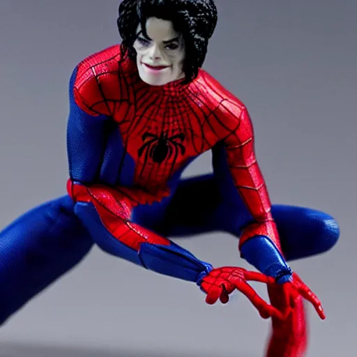 Prompt: action figure of michael jackson as spider - man