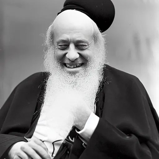 Prompt: the rebbe smiling