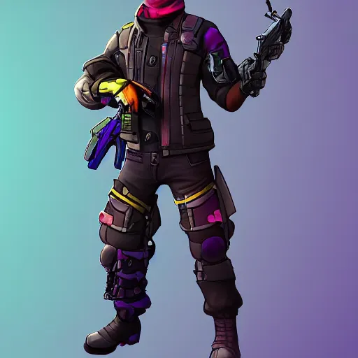 Image similar to cyberpunk mercenary fortnite character