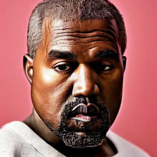 Prompt: the face of old kanye west at 6 4 years old, portrait by julia cameron, chiaroscuro lighting, shallow depth of field, 8 0 mm, f 1. 8