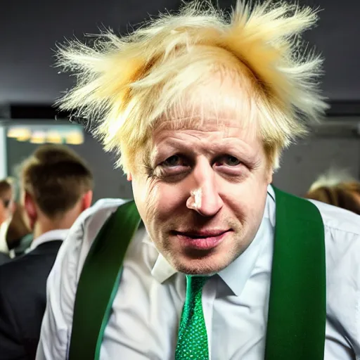 Image similar to boris johnson costumed like a banana, photo, 8 k