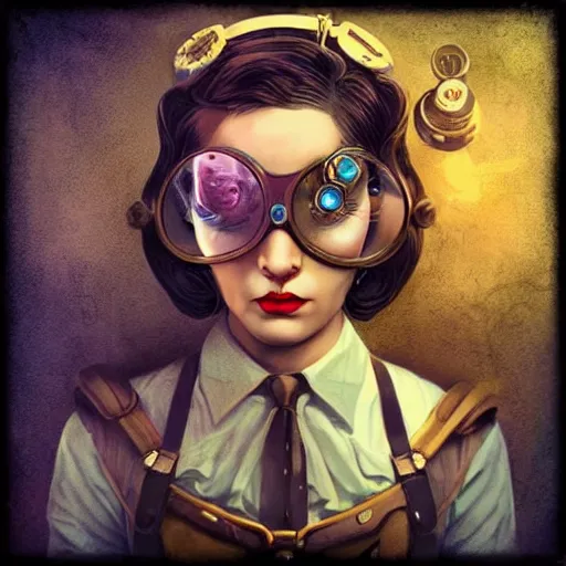 Image similar to lofi instagram bioshock steampunk portrait, digital art, Pixar style, by Tristan Eaton Stanley Artgerm and Tom Bagshaw.