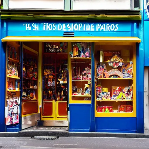 Prompt: a shop of toys at paris called tshoppa
