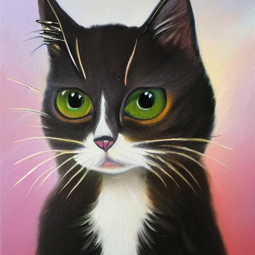 Image similar to oil painting of a beautiful cat