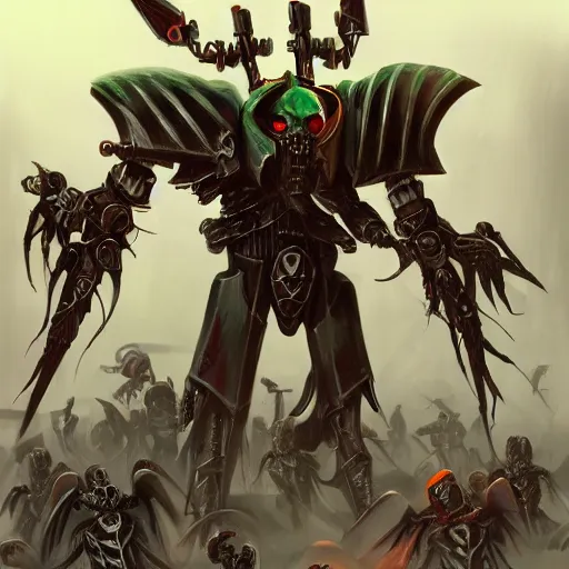 Image similar to Great Necron Army, concept art, digital art, trending on artstation, warhammer 40k concept art