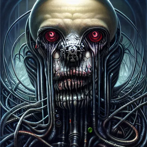 Image similar to biopunk lovecraft nightmare giger spider portrait of rowan sebastian atkinson by tomasz alen kopera and peter mohrbacher