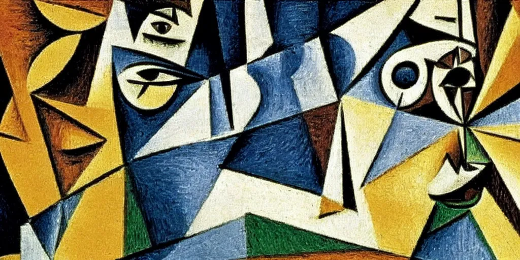 Prompt: if pablo picasso painted the sistine chapel, cubist, closeup detail