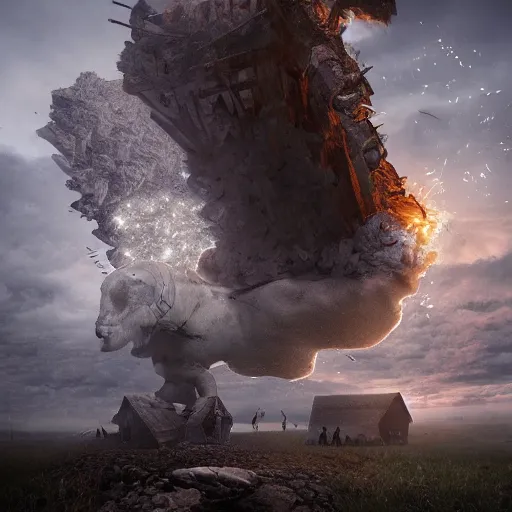 Image similar to Editorial Masterpiece extremely realistic Illusion Arcane elemental High Orders Avenging Dark Nephilim Virtues figure infused with coalesced fantasy crystalline Magical fire by Erik Johansson, perfect crisp light