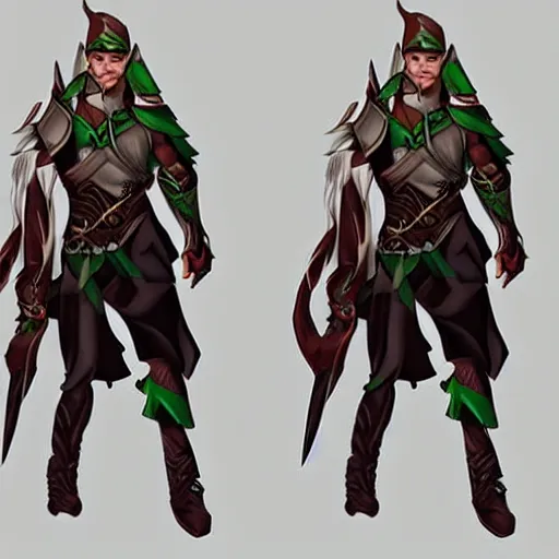 Prompt: character outfit concept of fantasy male elf ranger, by Josh Durham and Artgerm, multiple views, highly detailed, artstation