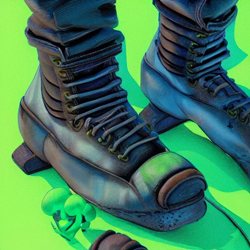 Image similar to A hyper real comic book style portait painting of shoes made of broccoli, unreal 5, hyperrealistic, octane render, cosplay, RPG portrait, dynamic lighting