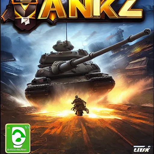 Image similar to video game box art of a game called tank battle, 4 k, highly detailed cover art.