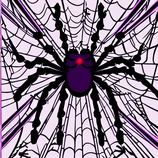 Prompt: spider, purple and green, style of hydro74, vector, woodblock