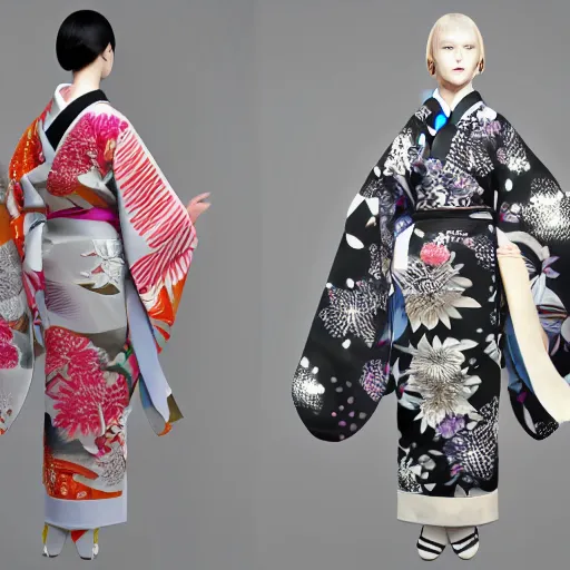 Image similar to japanese kimono inspired avant-garde art, deco fashion, highly detailed, photorealistic portrait, bright studio setting, studio lighting, crisp quality and light reflections, unreal engine 5 quality render