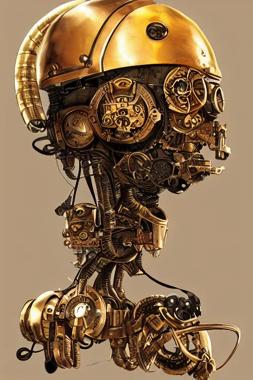 Image similar to steampunk helmet fantasy art mask robot ninja stylized digital illustration sharp focus, elegant intricate digital painting artstation concept art global illumination ray tracing advanced technology chaykin howard and campionpascale and cooke darwyn and davis jack