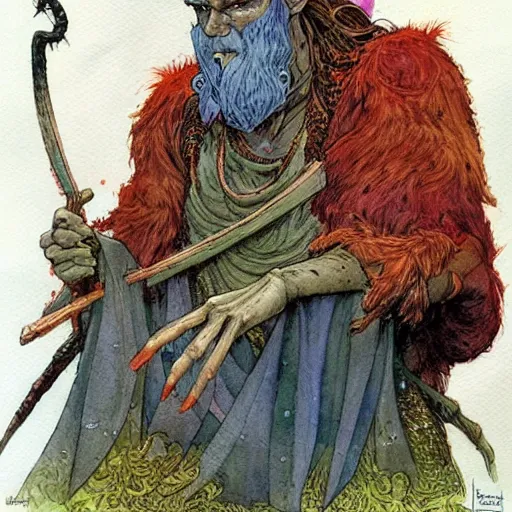 Image similar to a realistic and atmospheric watercolour fantasy character concept art portrait of mr. crabs as a druidic warrior wizard looking at the camera with an intelligent gaze by rebecca guay, michael kaluta, charles vess and jean moebius giraud