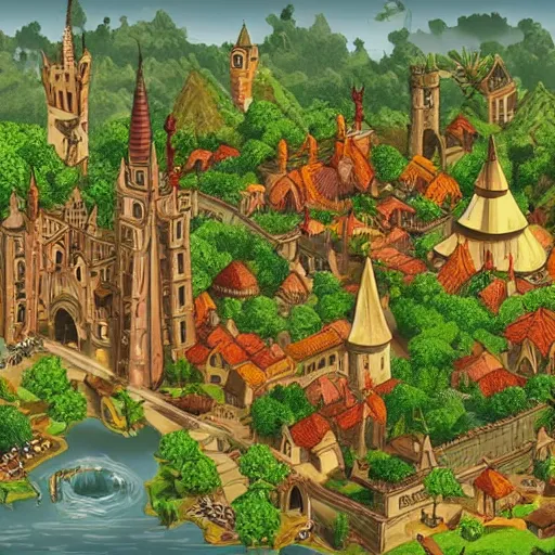 Image similar to medieval jungle city