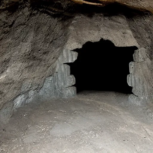 Prompt: perfectly geometric obsidian door cut into a cave, cenotes, day