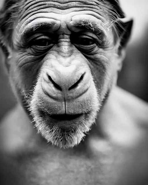 Image similar to Robert de Niro as a monkey; bokeh, 90mm, f/1.4