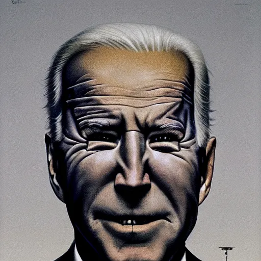 Image similar to surreal, horrifying presidential portrait of joe biden!!!!!!!!!!!!!!!! by Zdzisław Beksiński