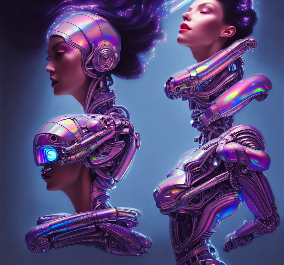 Prompt: beauty woman wrapped in holograms, alien artifacts, electrical case display, Transformers Movie style tech, ultrarealistic, dramatic lighting, electrical details, high details, 4k, 8k, best, accurate, trending on artstation, artstation, photorealism, ultrarealistic, digital painting, style of Peter Mohrbacher, Caravaggio, Hajime Sorayama, Caravaggio, Boris Vallejo