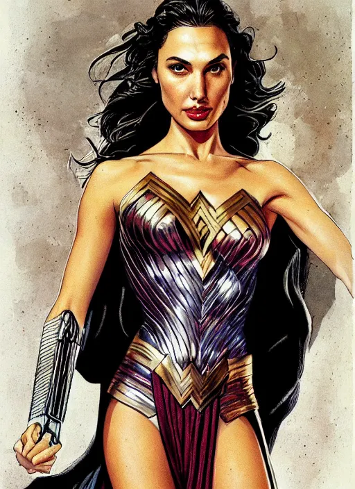 Image similar to portrait of gal gadot by clyde caldwell
