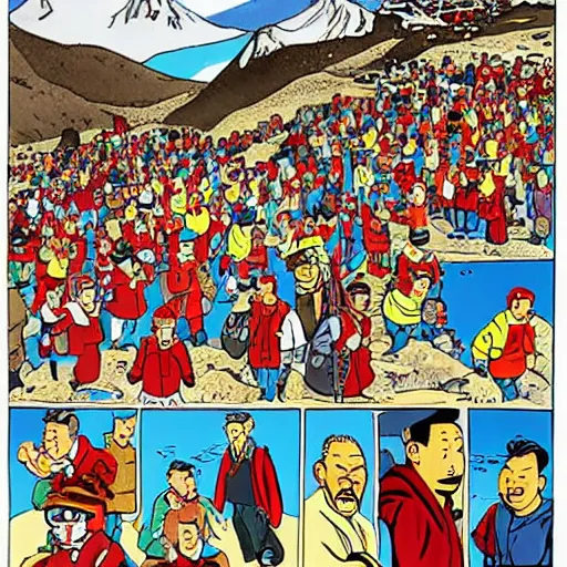 Image similar to where's wally, tintin in tibet