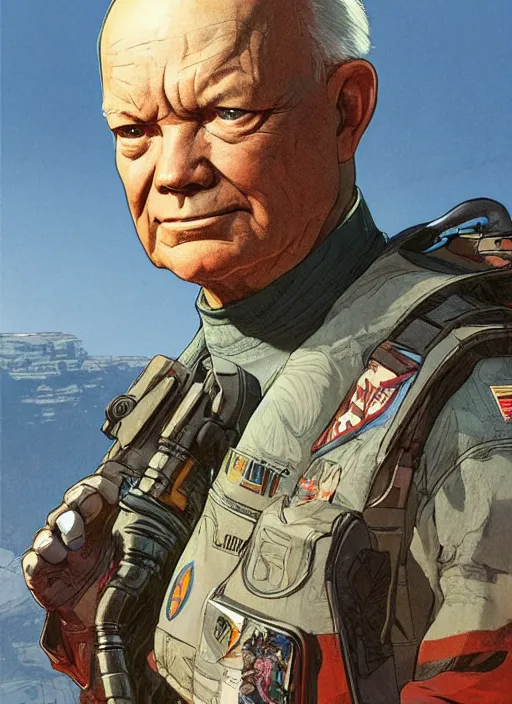 Prompt: apex legends eisenhower. concept art by james gurney and mœbius.