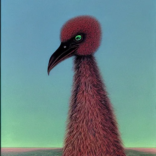 Image similar to an emu as a zdzisław beksinski painting