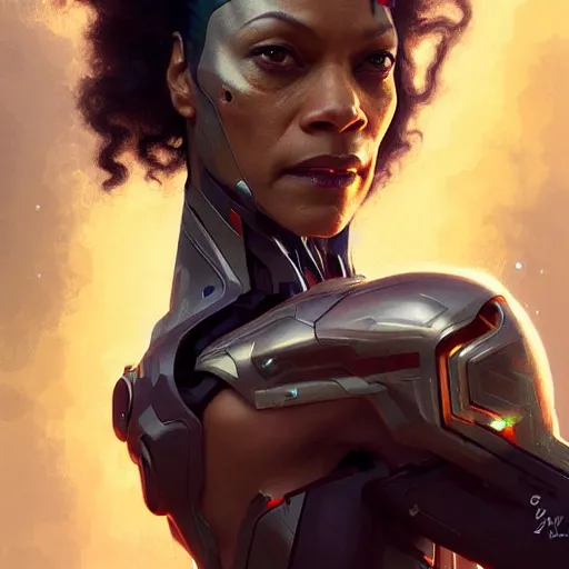 Image similar to cyborg Zoe saldana profile picture by Greg Rutkowski, dynamic pose, intricate, futuristic, fantasy, elegant, by Stanley Artgerm Lau, greg rutkowski, thomas kindkade, alphonse mucha, loish, norman Rockwell,