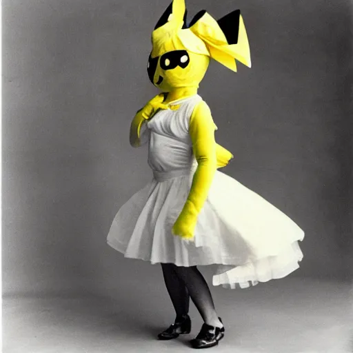 Prompt: elegant woman dressed up as pikachu, art photo by Annie Liebovitz and Frantisek Drtikol