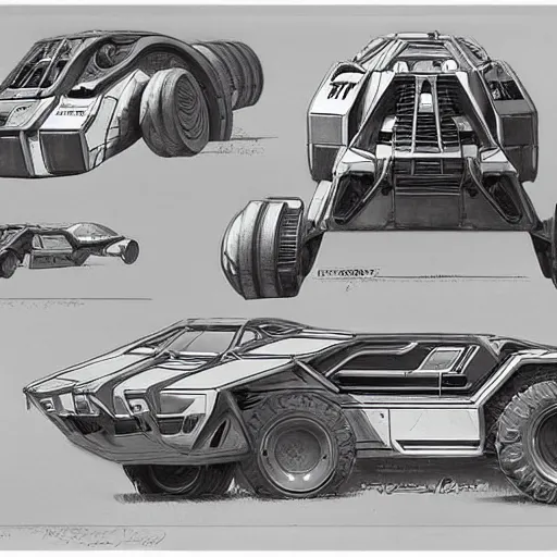 Image similar to concept art blueprint halo new atv vehicles by syd mead