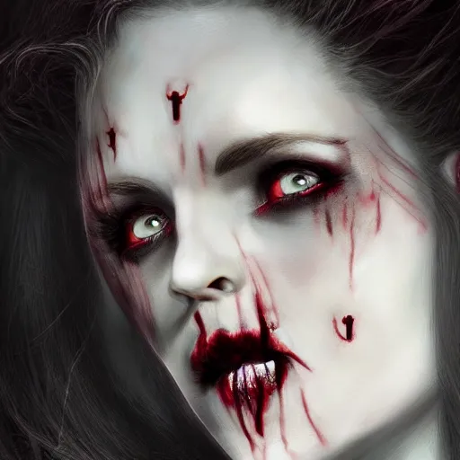 Prompt: the vampire woman portrait, fantasy art, concept art, photorealistic, highly detailed,