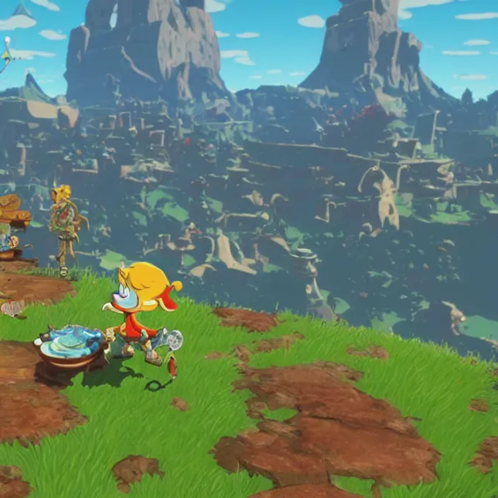 Image similar to Cuphead in The Legend of Zelda Breath of the Wild, detailed screenshot