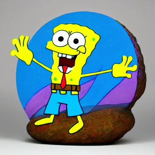 Image similar to spongebob stone sculpture.