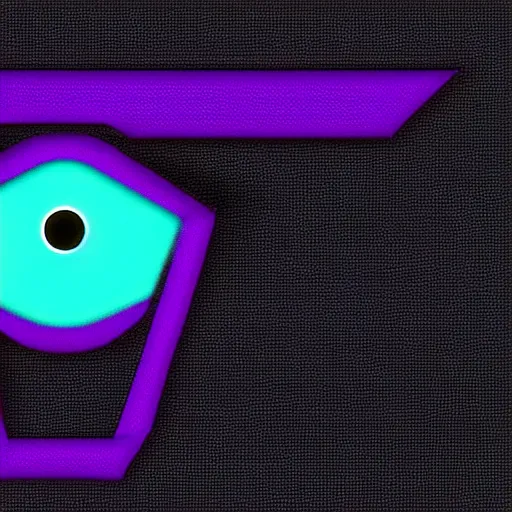 Prompt: illustration of a cyberpunk eye in a purple rhombus on a black background.