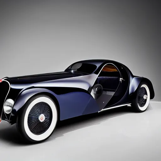 Image similar to a 2 0 2 5 bugatti type 5 7 sc atlantic concept, studio lighting