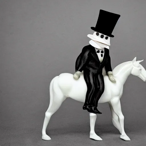 Image similar to cheese with a tophat riding a horse