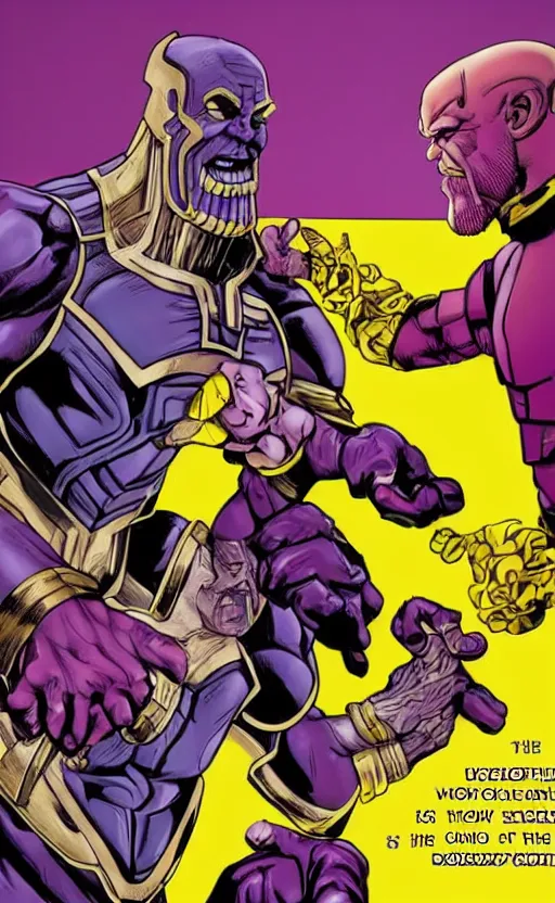 Image similar to photo of thanos ( marvel ) as a ventriloquist dummy. hq