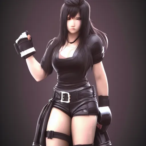 Prompt: high quality head and shoulders tifa lockhart, trending on artstation