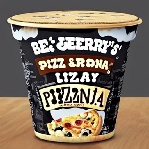 Prompt: ben and jerry's pizza flavoured ice cream