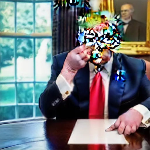 Image similar to candid portrait photo of president trump shoving a wad of paper into his mouth, eating stacks of paper, detailed portrait, 4 k, megapixel, sony a 7 s, f / 8, 2 4 mm lens, ap photo