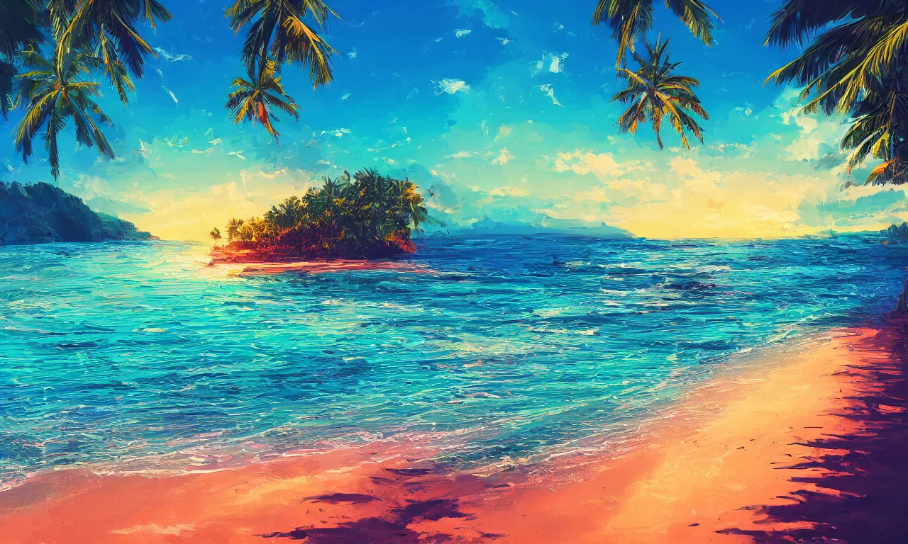 Image similar to paradise beach by alena aenami artworks in 4 k